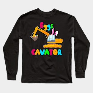 Eggs Cavator Easter Excavator Hunting Egg Kids Long Sleeve T-Shirt